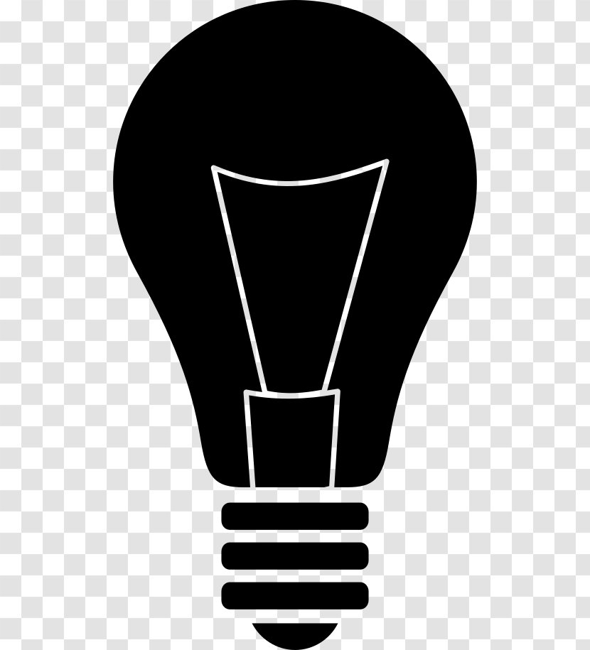 Incandescent Light Bulb Silhouette Lamp Clip Art - Black And White Transparent PNG