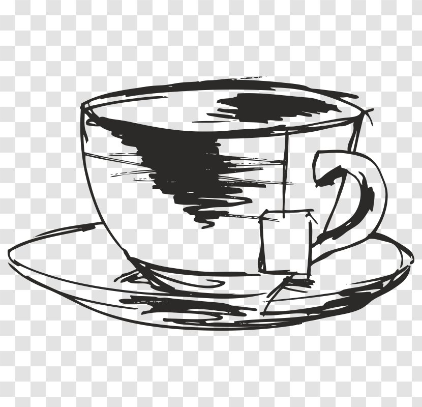 Tea Bag Teacup Coffee Drawing - Monochrome Photography Transparent PNG