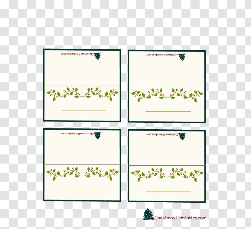 Place Cards Christmas Holiday Greeting & Note Paper - Name Card Transparent PNG