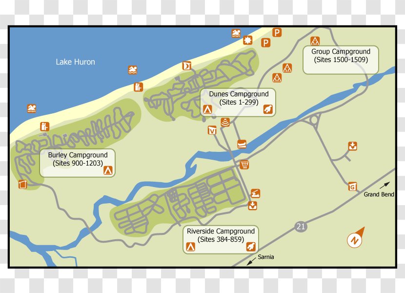 Ontario Parks Map Campsite Camping - Beach - Tide Transparent PNG