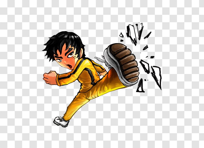 Cartoon Kick Kung Fu Drawing Illustration - Bruce Lee Acrobatics Transparent PNG