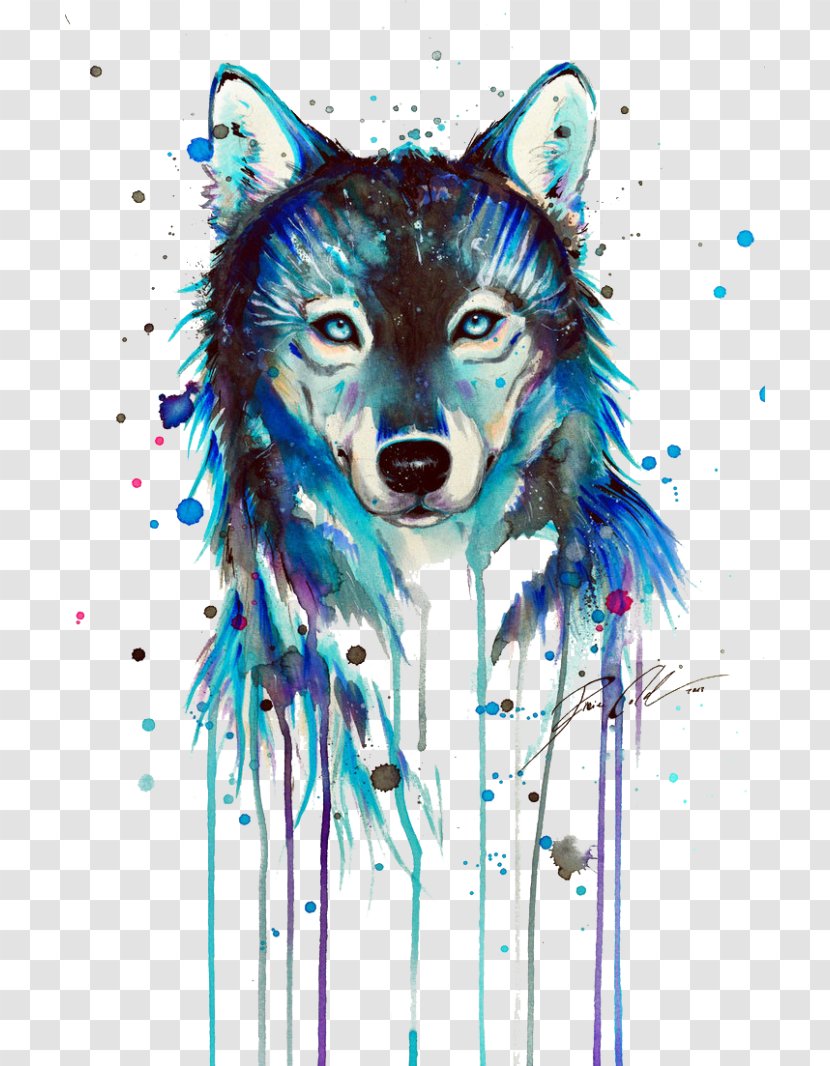 Wolf Drawing - Watercolor Animals - Alaskan Malamute Whiskers Transparent PNG
