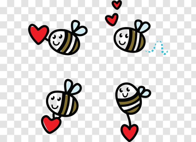 Honey Bee Doodle Clip Art - Ladybird - Cartoon Love Bees Transparent PNG
