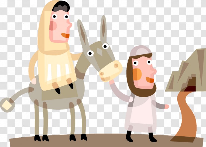 Christmas Child Nativity Scene Learning Icon - Flower - Painted Cave Donkey Figures Pattern Transparent PNG