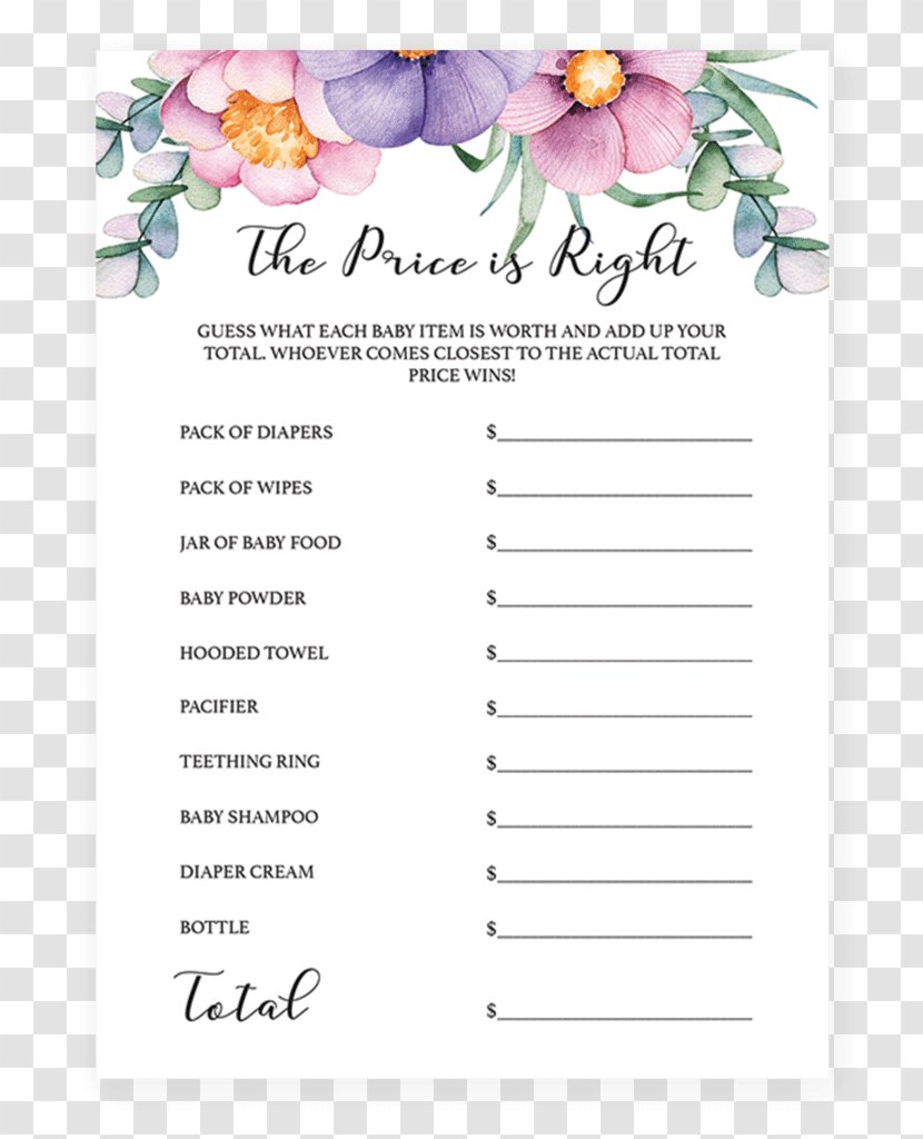 Game Baby Shower Nursery Rhyme Quiz Party - Flower Arranging Transparent PNG
