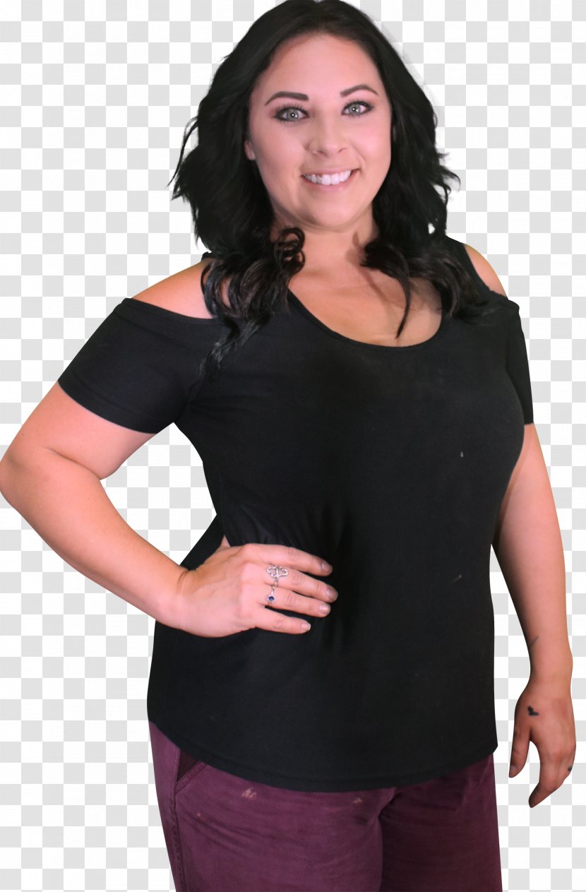 T-shirt Shoulder Blouse Sleeve Waist - Black Transparent PNG