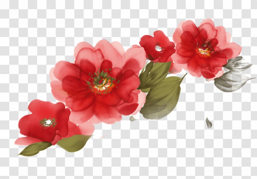 Euclidean Vector - Artificial Flower - Red Watercolor Decoration Pattern Transparent PNG