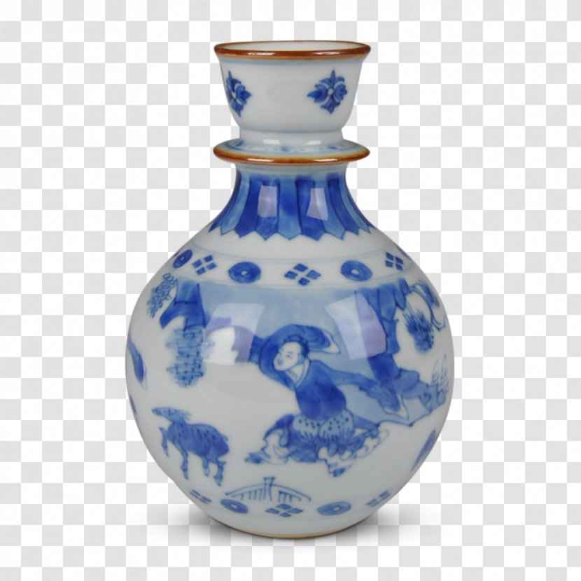 Blue And White Pottery Vase Ceramic Cobalt - Porcelain - Three-dimensional Anti Japanese Victory Transparent PNG