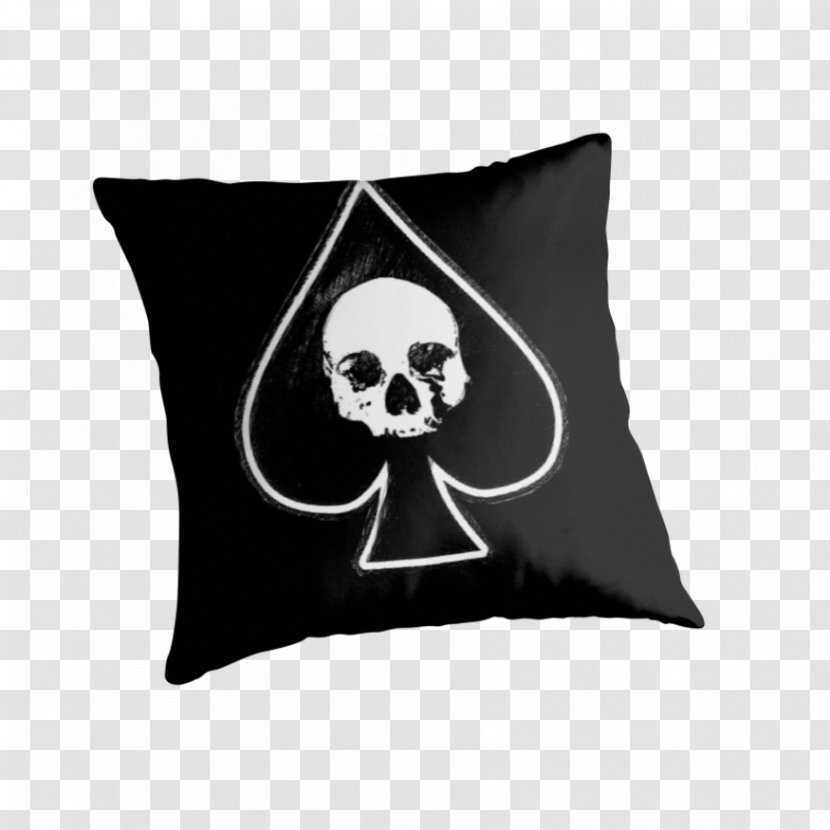 Throw Pillows Cushion Skull Font - Black - Ace Spade Transparent PNG