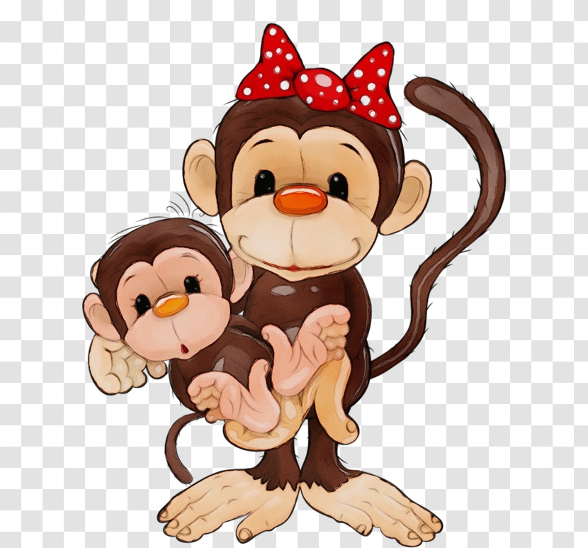 Cartoon Animation Animal Figure Old World Monkey Stuffed Toy Transparent PNG