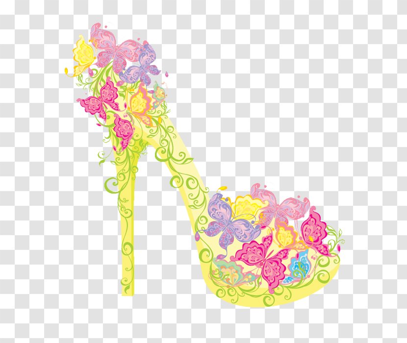 High-heeled Footwear Shoe Flower Handbag - Pink - Beautiful High Heels Transparent PNG