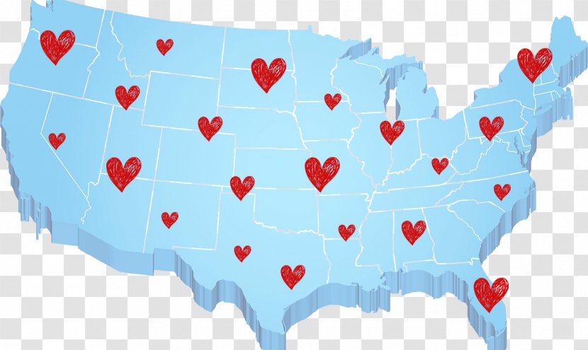 United States Of America World Map 3D Computer Graphics Clip Art - Heart - Us Geography Quiz Transparent PNG