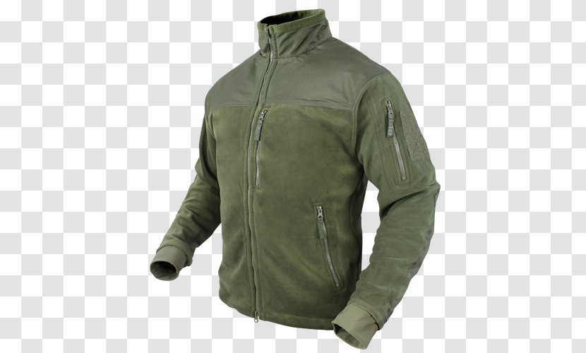 Fleece Jacket Polar Zipper Clothing - Sleeve - Olive Flag Material Transparent PNG
