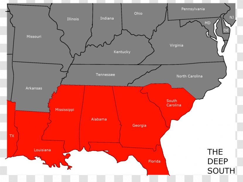 Deep South Southern United States Map Central Region Transparent PNG