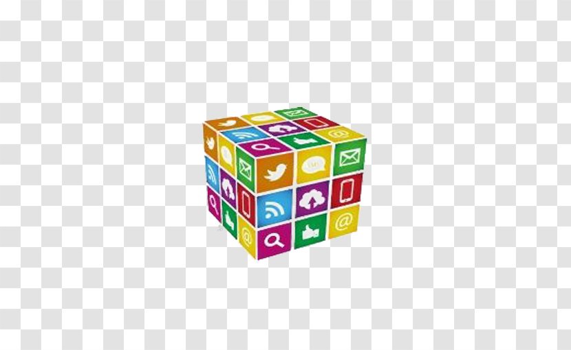 Social Media Marketing Cube - Flattened Application Software Transparent PNG