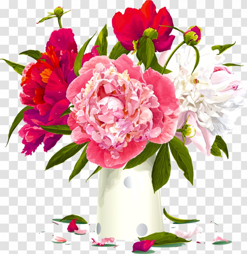 Peony Flower Clip Art - Flowering Plant - Bouquet Of Flowers Transparent PNG