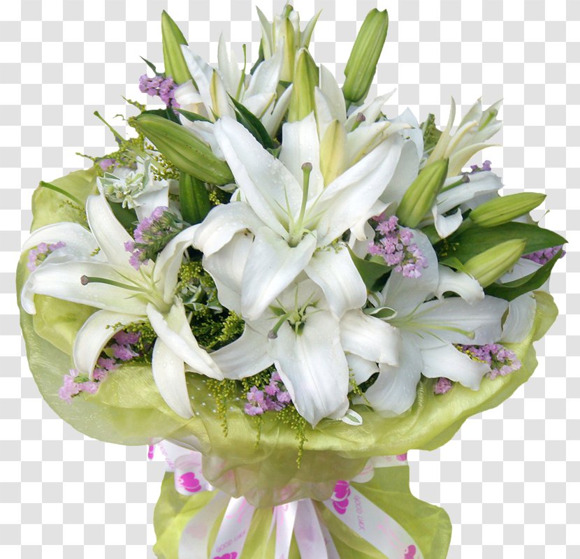 Taiyuan Pingxiang Flower Cake Lilium - Floral Design - Bouquet Of White Lilies Pale Green Packaging Transparent PNG