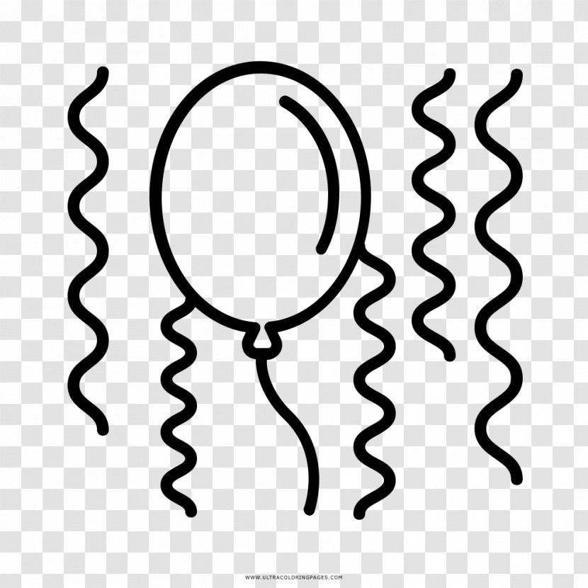 Black And White Coloring Book Drawing Page Balloon - Poster Retro Sombrero Transparent PNG