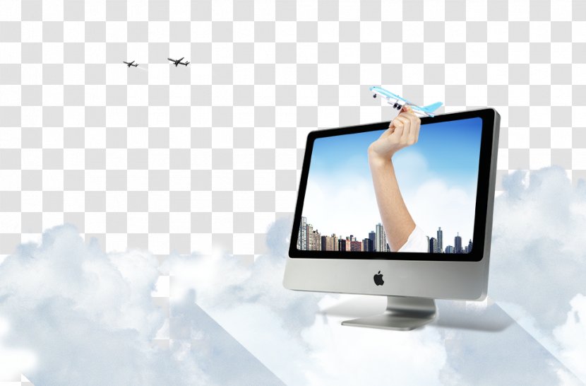 Airplane Laptop Apple - Technology - Hand Aircraft Transparent PNG