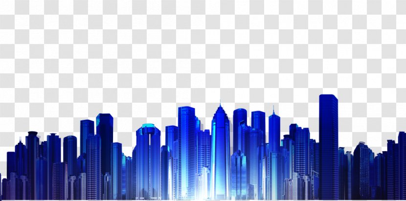 Silhouette - Metropolis - Blue City Transparent PNG