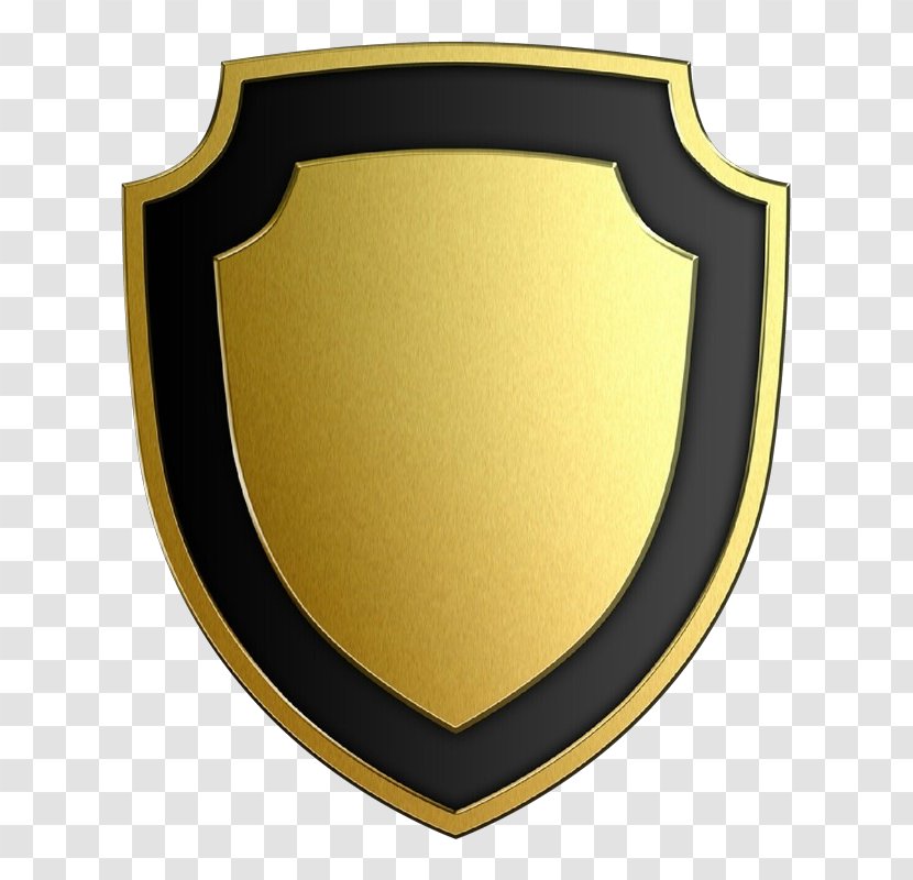 Shield Yellow Emblem Clip Art Logo - Brass Metal Transparent PNG