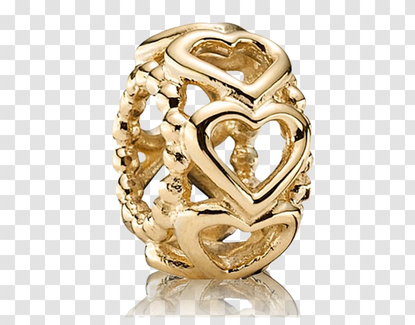 Pandora Charm Bracelet Gold Cubic Zirconia Heart - Jewelry Making Transparent PNG