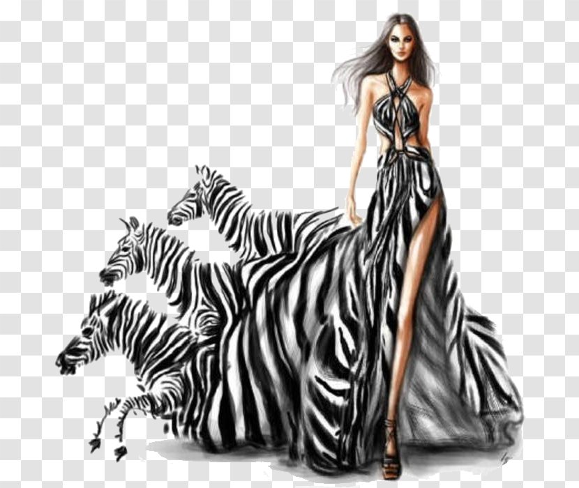 Zebra Creativity - Manuscript - Creative Hand-painted Dress Transparent PNG