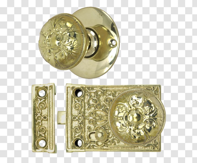 Brass Rim Lock Door Handle Transparent PNG