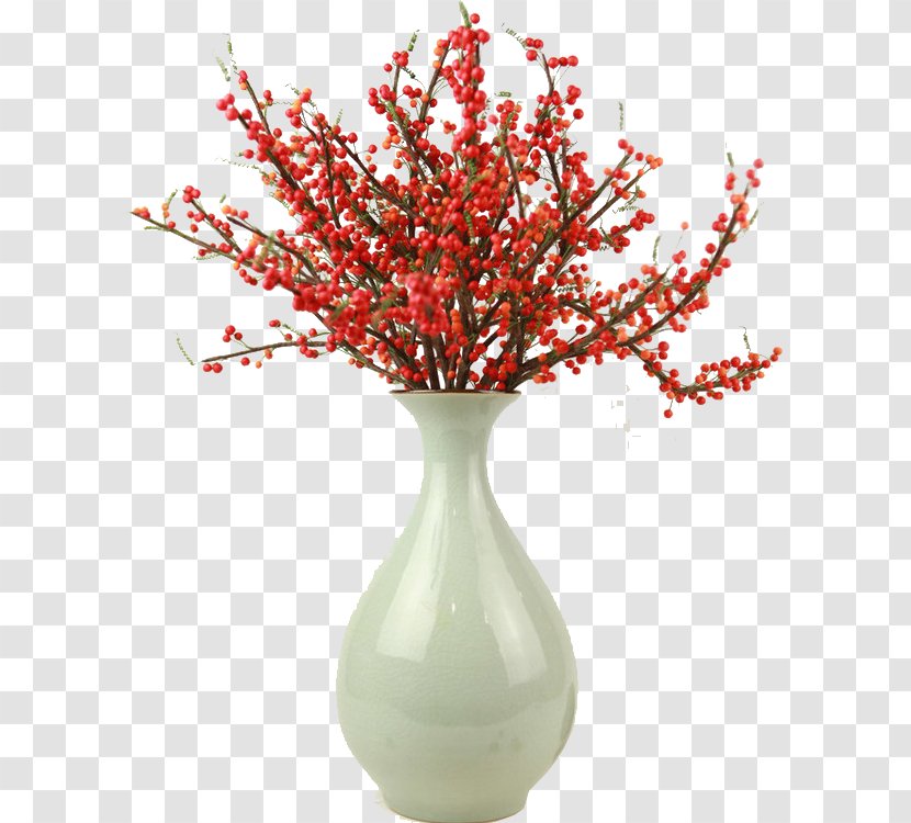 Artificial Flower - Red - Flowerpot Branch Transparent PNG