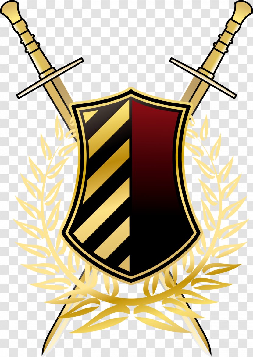 Shield - Sword - Golden Badge Transparent PNG