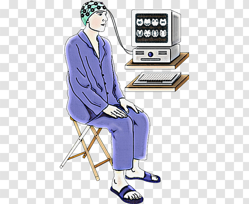 Computer Operator Cartoon Chair Sitting Communication Transparent PNG