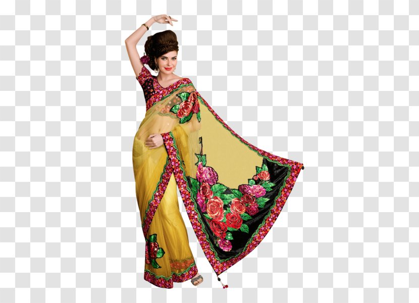 Wedding Sari Chiffon Textile Fashion - Red - Bollywood Designer Sarees Transparent PNG