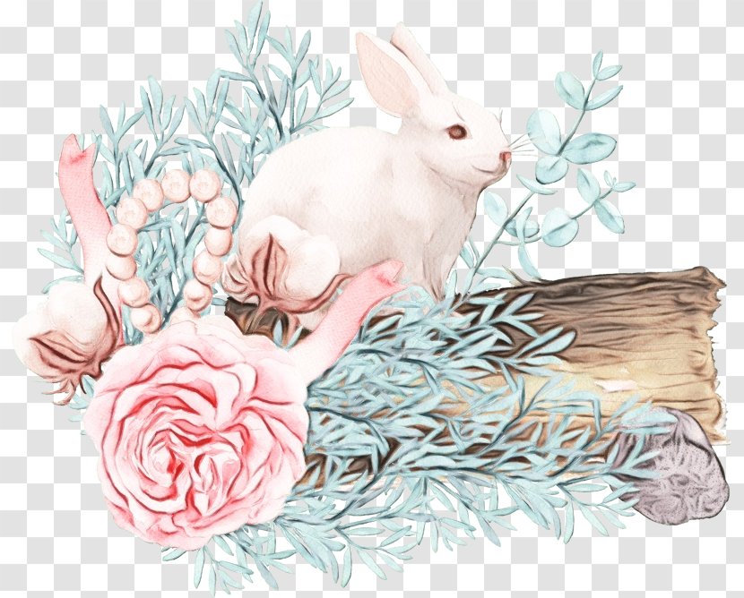 Rabbit Rabbits And Hares Hare Plant Branch - Wet Ink - Snowshoe Transparent PNG