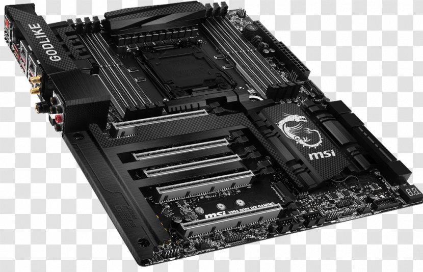Motherboard Intel X99 LGA 2011 MSI X99A GODLIKE GAMING CARBON - Electronic Device - Land Grid Array Transparent PNG