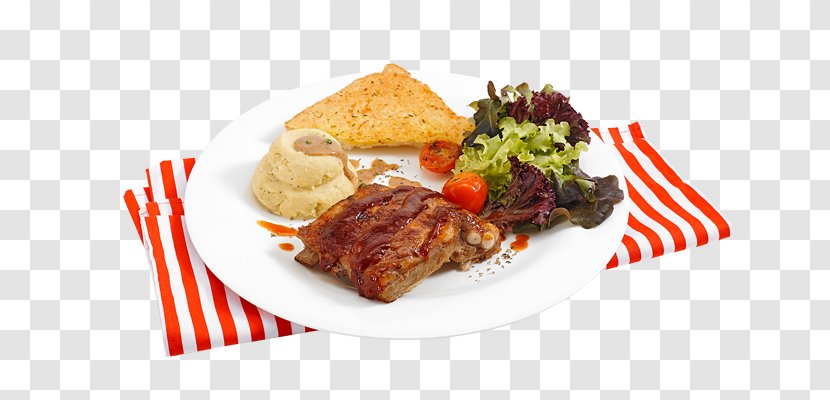 Full Breakfast Barbecue Bacon Ham Spare Ribs - Food - Pork Steak Transparent PNG