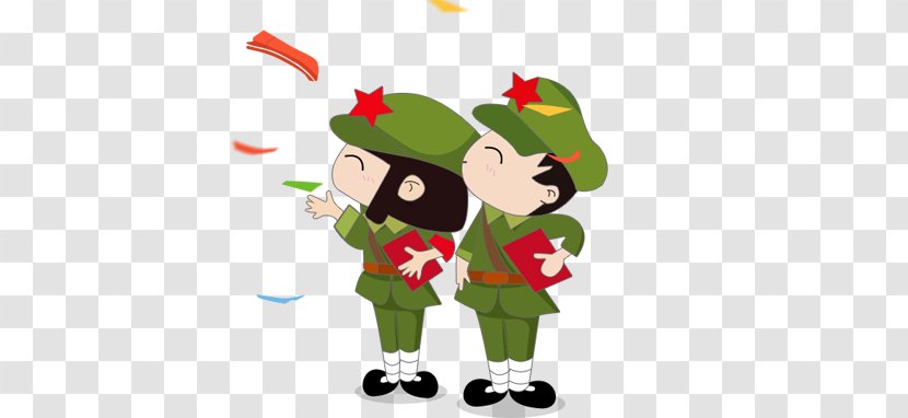 Cartoon Military Personnel - Watercolor - Boys And Girls Red Envelopes Of Money To Finance Punch Transparent PNG