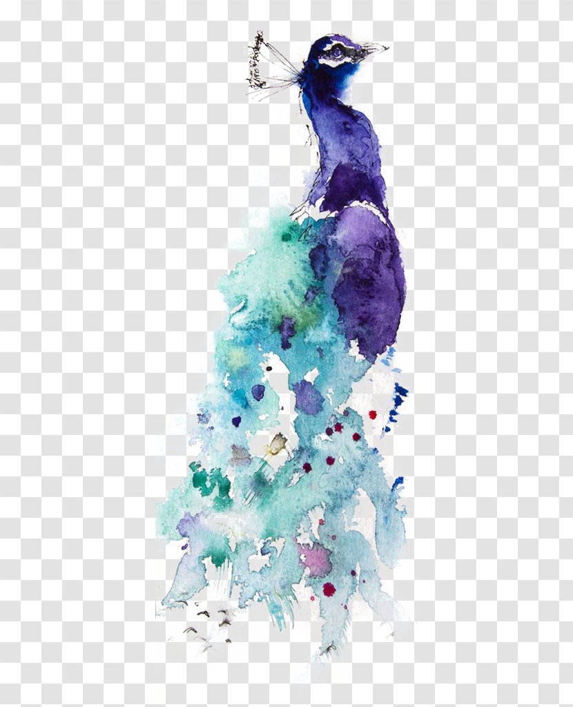 Watercolor Painting Drawing Peafowl Art - Feather - Peacock Transparent PNG