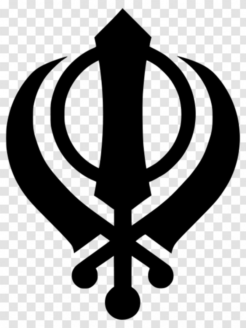Sikhism Religion Khanda Religious Symbol - Black And White Transparent PNG
