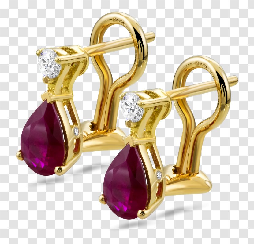 Ruby Earring Diamond Jewellery Colored Gold Transparent PNG