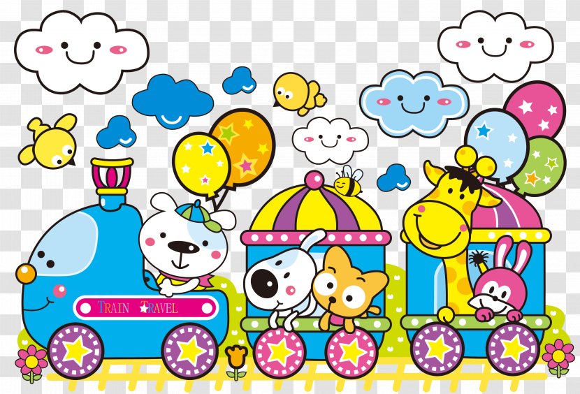 Train Rail Transport Cartoon - Illustrator - Toy Transparent PNG