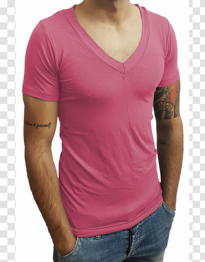 T-shirt Collar Sleeve Neck Magenta - Flower Transparent PNG