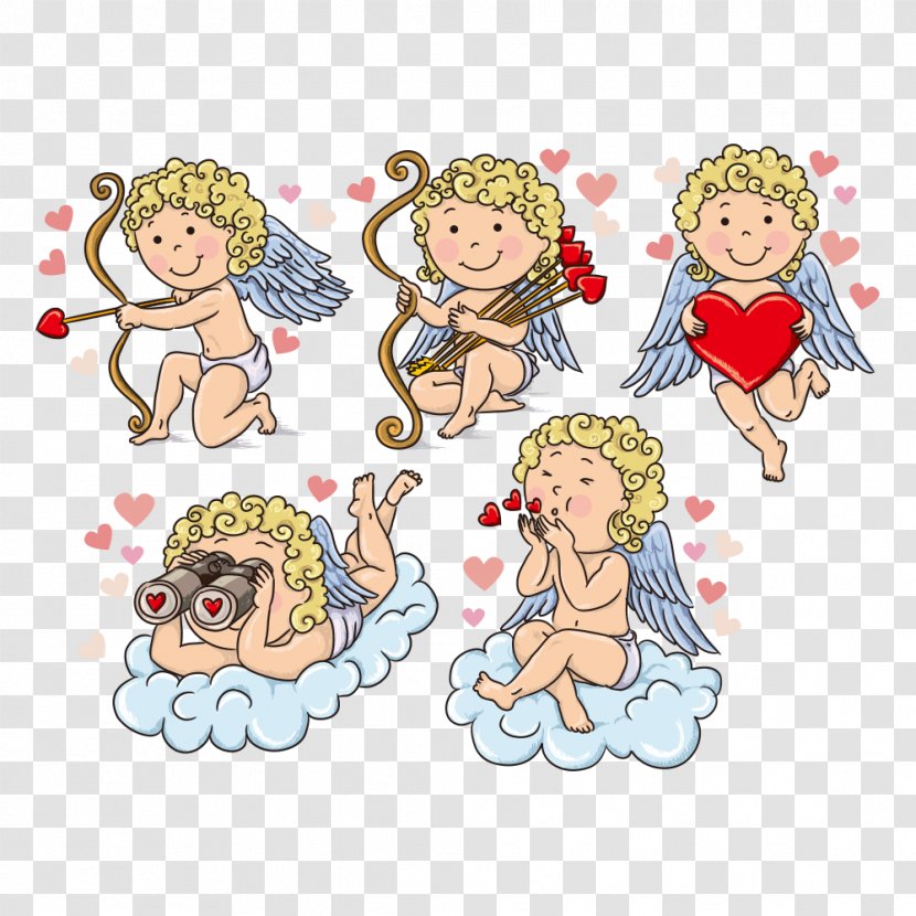 Cupid Cartoon Model Sheet Illustration - Heart Transparent PNG