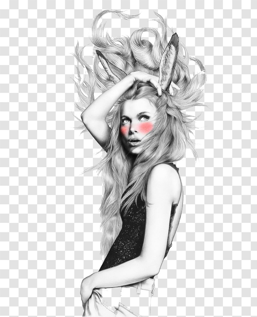 Minni Havas Drawing Illustrator Fashion Illustration - Silhouette - Black And White Sketch Long Hair Beauty Transparent PNG