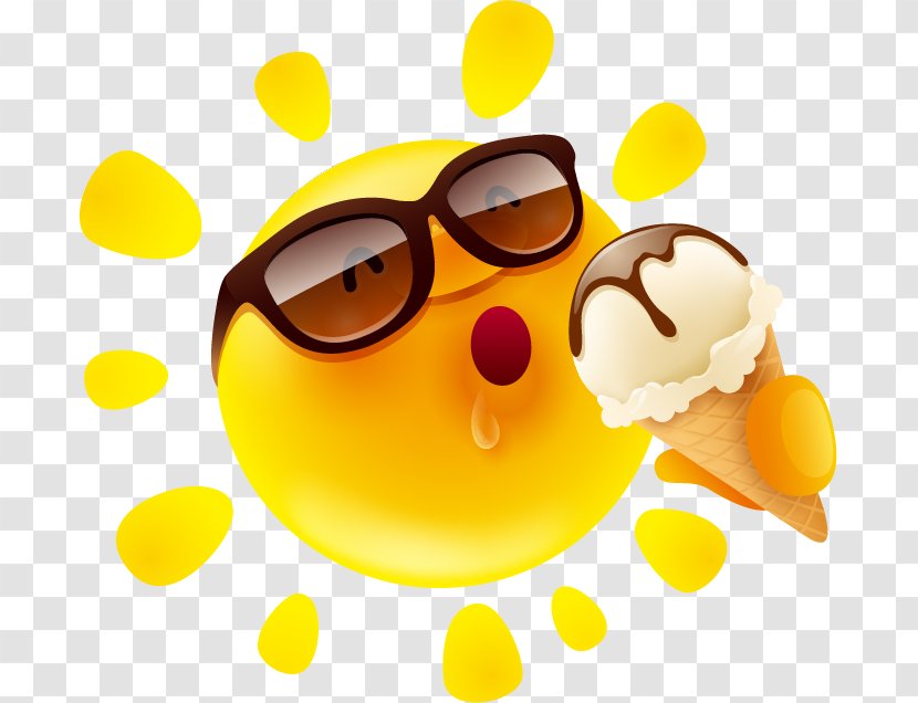 Ice Cream Cone Cartoon - Food - Vector Sun Transparent PNG