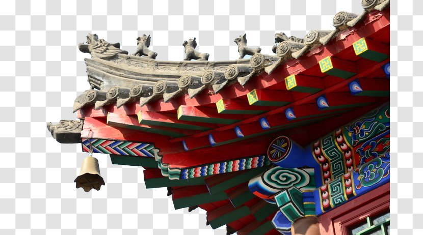 Chinoiserie Eaves - Chinese Architecture - China Wind Color Bell Roof Transparent PNG