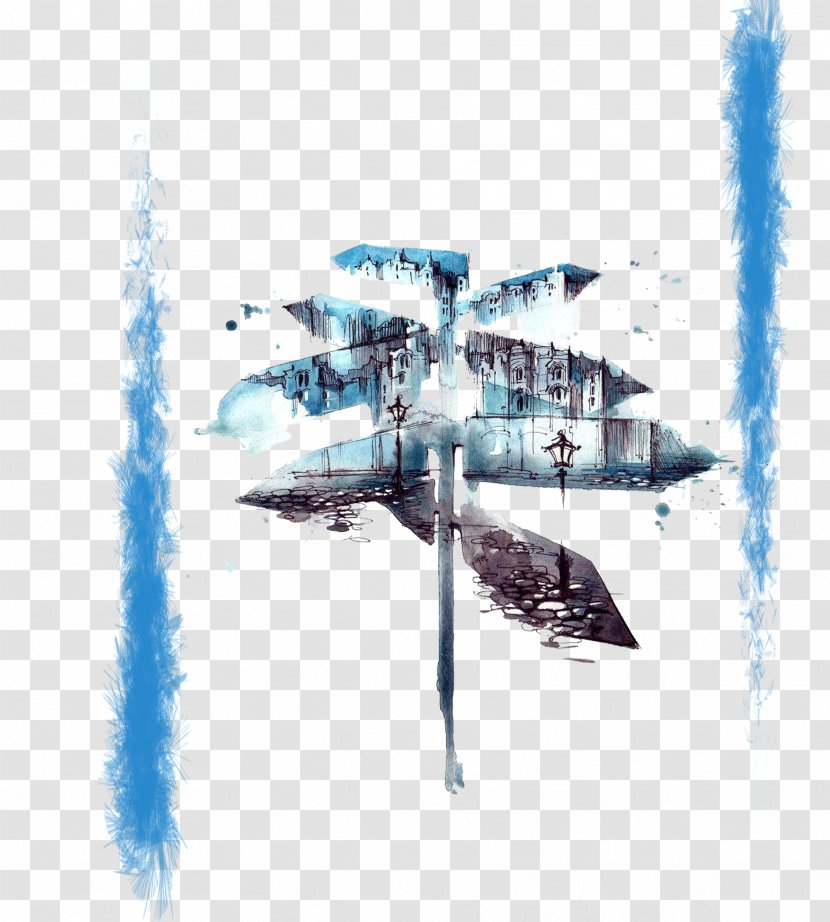 Building Illustration - Helicopter Rotor - Hand Painted City Background Transparent PNG