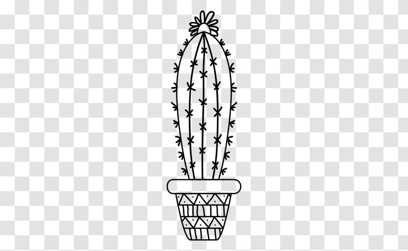 Line Art Silhouette Drawing - Black And White - Watercolor Cactus Transparent PNG