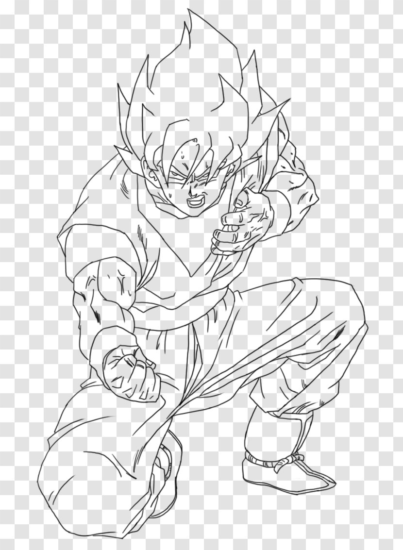 Goku Line Art Drawing Cell - White - Heart Attack Transparent PNG