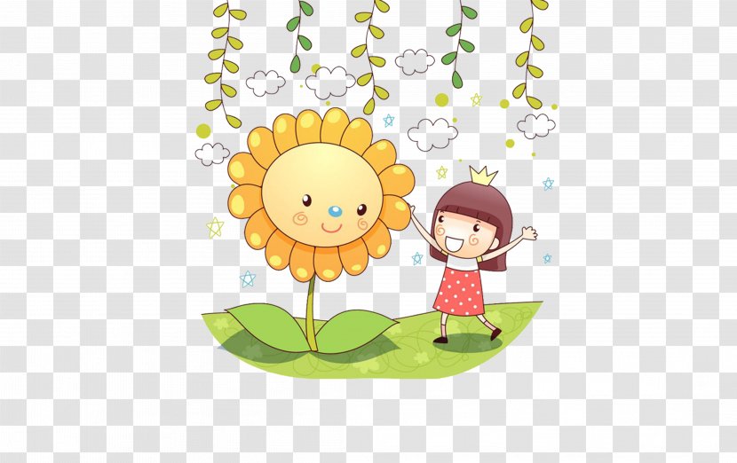 Child Cartoon Illustration - Flower - Sunflower Transparent PNG