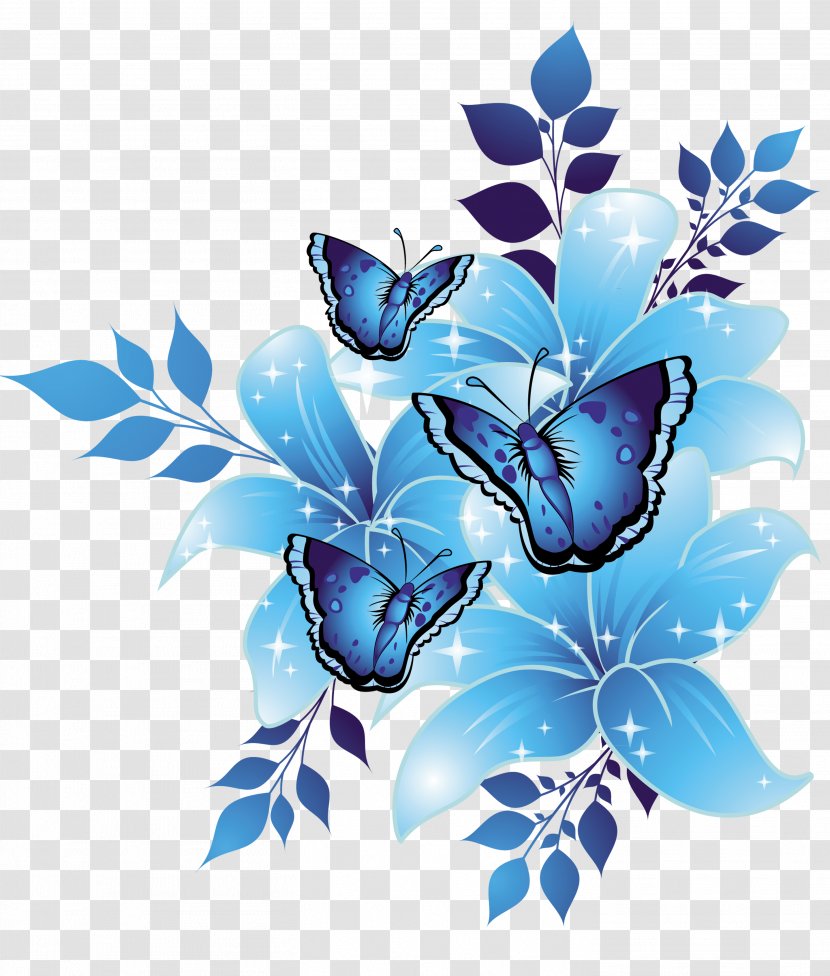 Blue Flower - Photoscape - Butterfly Transparent PNG